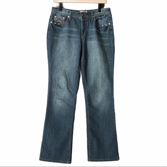 EARL JEANS Bootcut Bling Embroidered Pockets Mid Rise Stretch Denim Western 8 - Picture 12 of 12